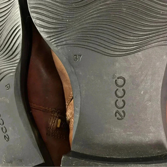 Ecco Leather Boots Round Toe Side Zip Block Heel Ankle Womens Size 37 - Picture 10 of 13